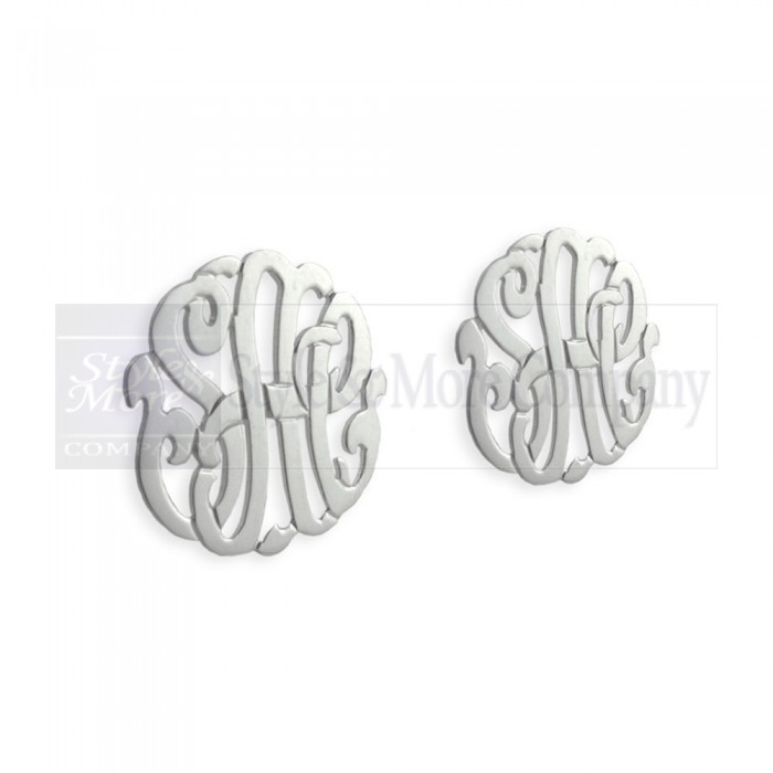3/4 inch Sterling Silver Cutout Personalized Initial Earrings