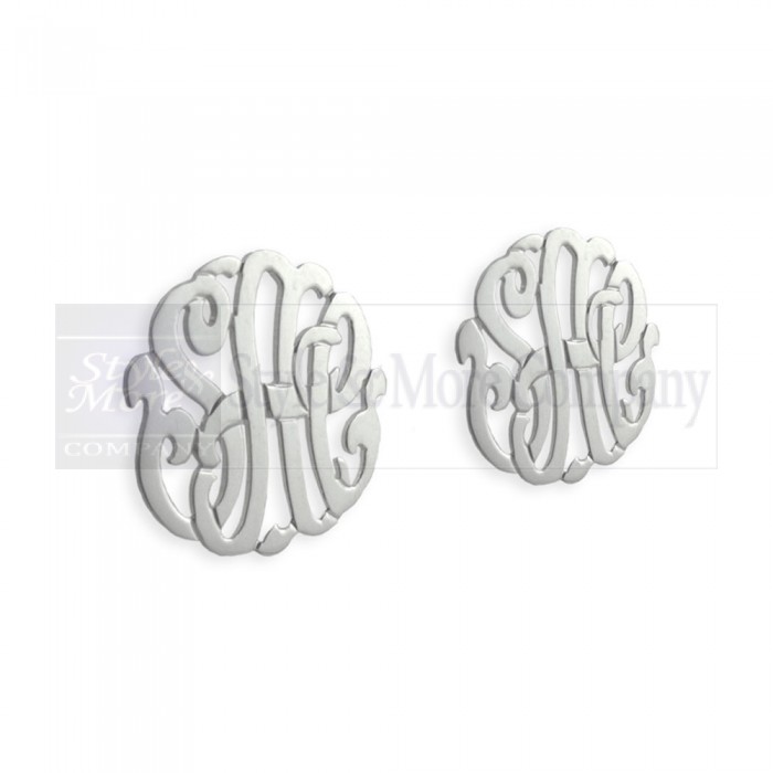 1/2 inch Sterling Silver Cutout Personalized Initial Earrings