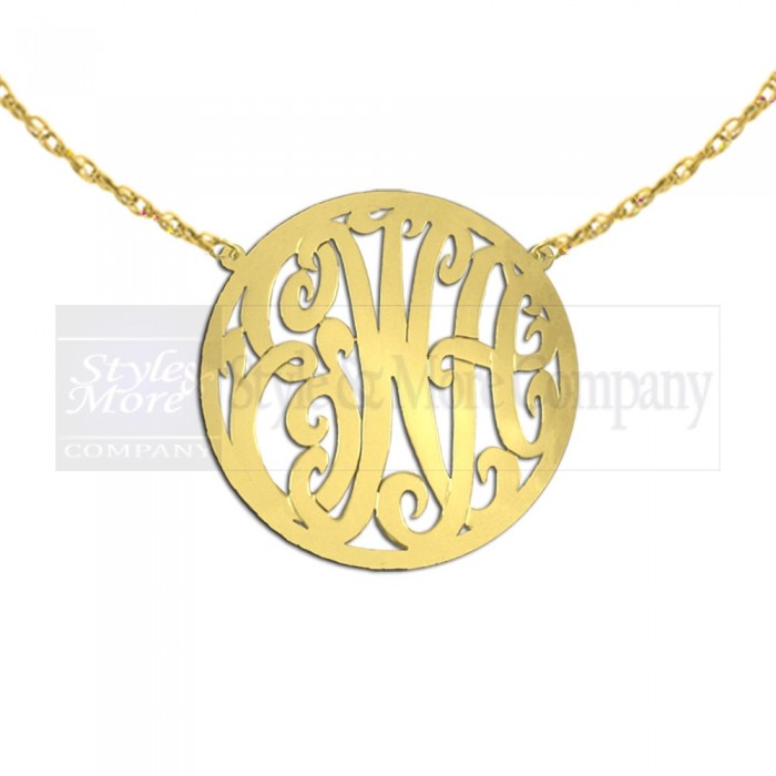 1 inch 24K Gold Plated Sterling Silver Handcrafted Cutout in Circle Border Personalized Initial Necklace