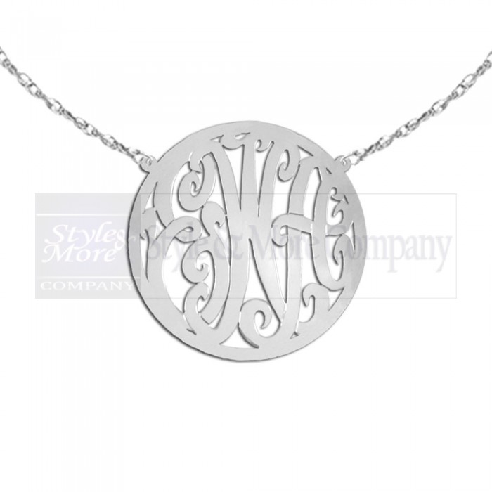 1 inch Sterling Silver Handcrafted Cutout in Circle Border Personalized Initial Necklace