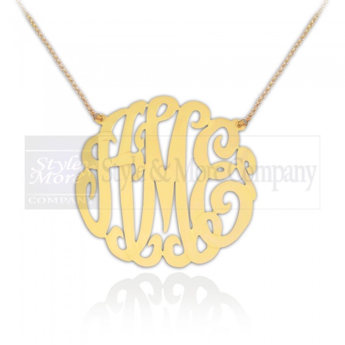 Set of Personalize Script Monogram 24K Gold Silver Pendant & Gold Plated Ring