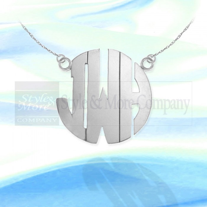 1 1/4 inch Sterling Silver Handcrafted Cutout Personalized Initial Necklace