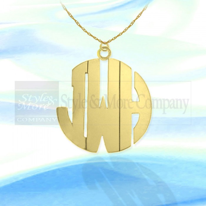 1 1/4 inch 24K Gold Plated Sterling Silver Handcrafted Cutout Personalized Initial Necklace