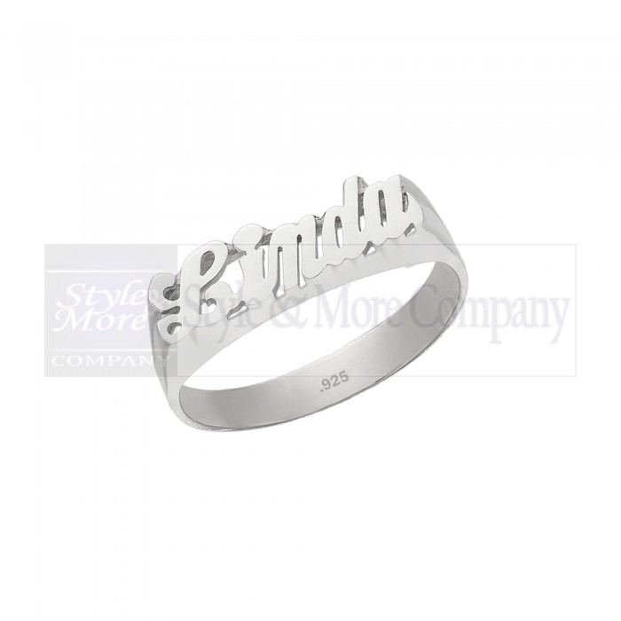 925 Sterling Silver Personalized Name Ring with Name of Your Choice Size 5 thru 10 Made in USA