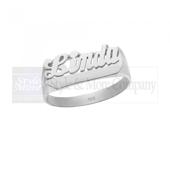 925 Sterling Silver Personalized Name Ring with Name of Your Choice Size 5 thru 10 Made in USA
