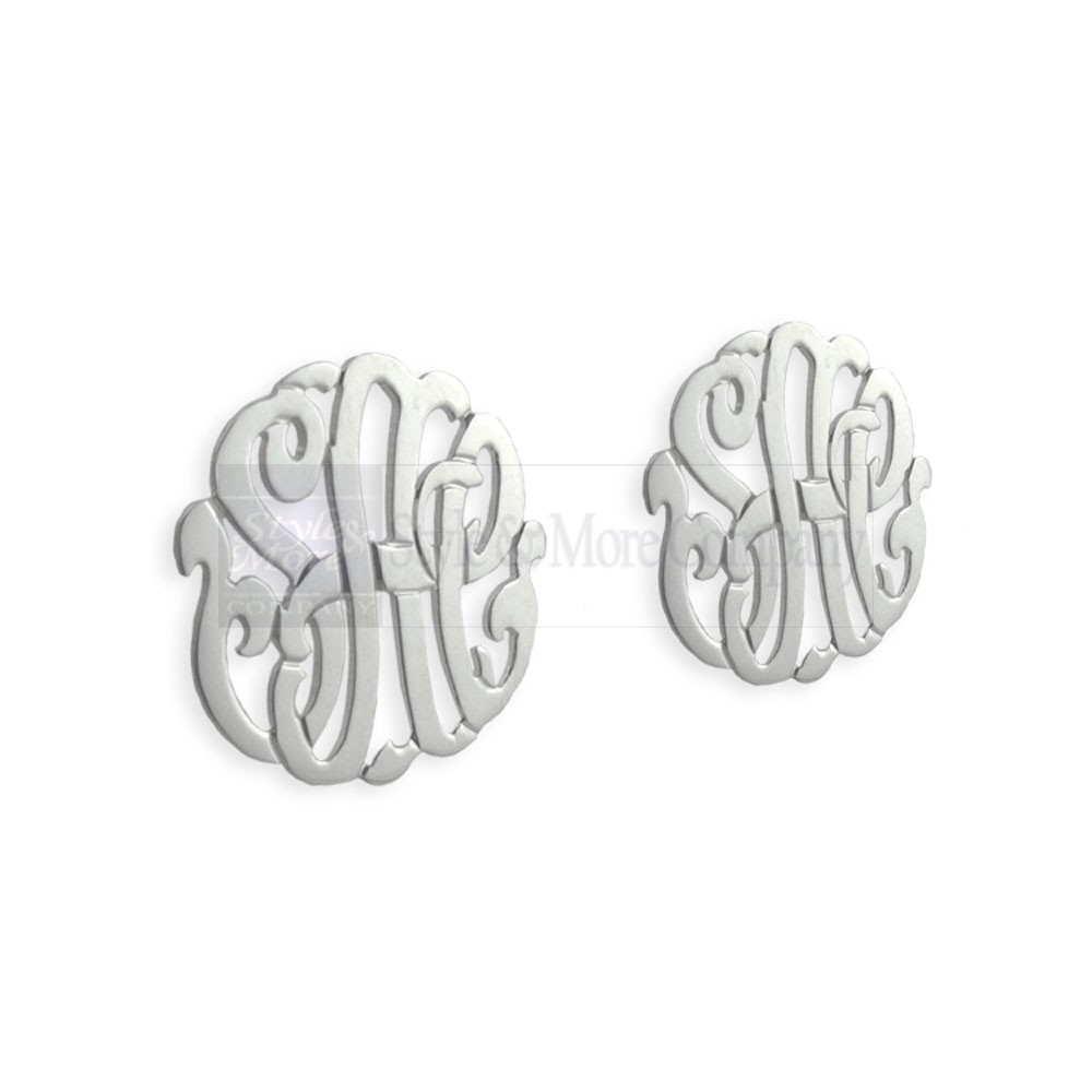 3/4 inch Sterling Silver Cutout Personalized Initial Earrings