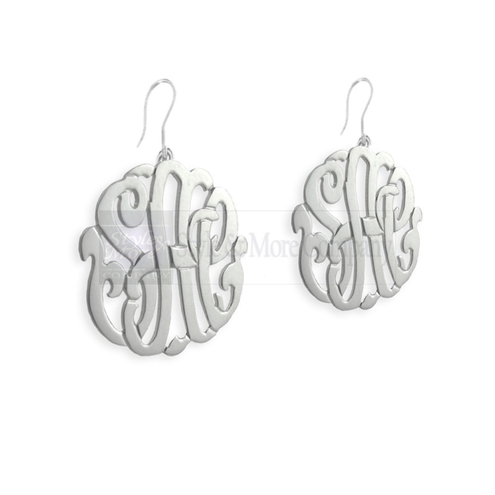 1/2 inch Sterling Silver Cutout Personalized Initial French Wire Earrings