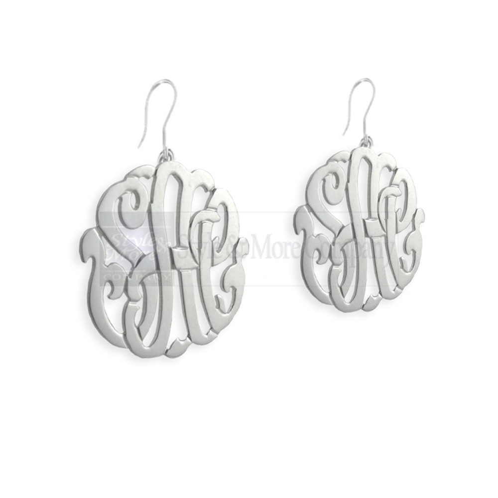 3/4 inch Sterling Silver Cutout Personalized Initial French Wire Earrings