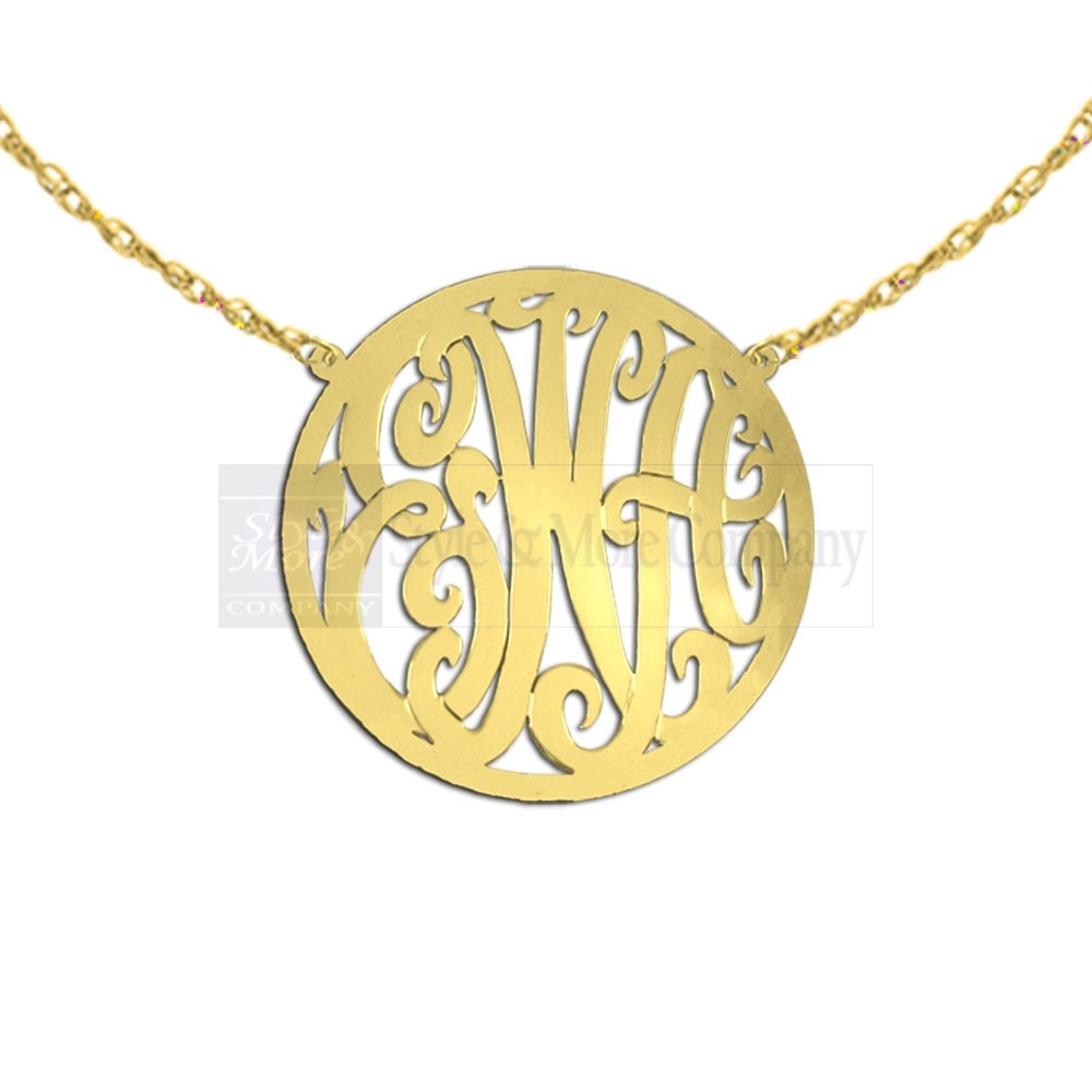 1 inch 24K Gold Plated Sterling Silver Handcrafted Cutout in Circle Border Personalized Initial Necklace