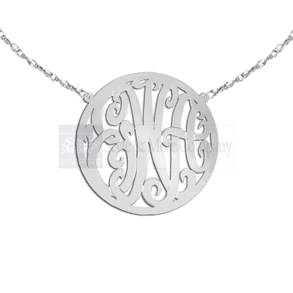 1 inch Sterling Silver Handcrafted Cutout in Circle Border Personalized Initial Necklace
