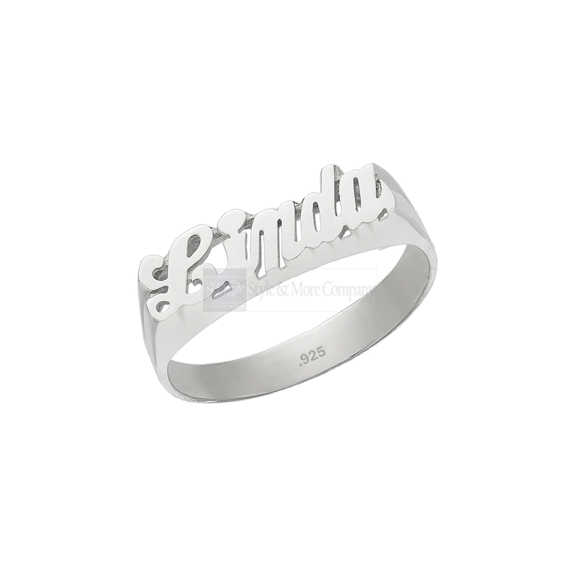 925 Sterling Silver Personalized Name Ring with Name of Your Choice Size 5 thru 10 Made in USA