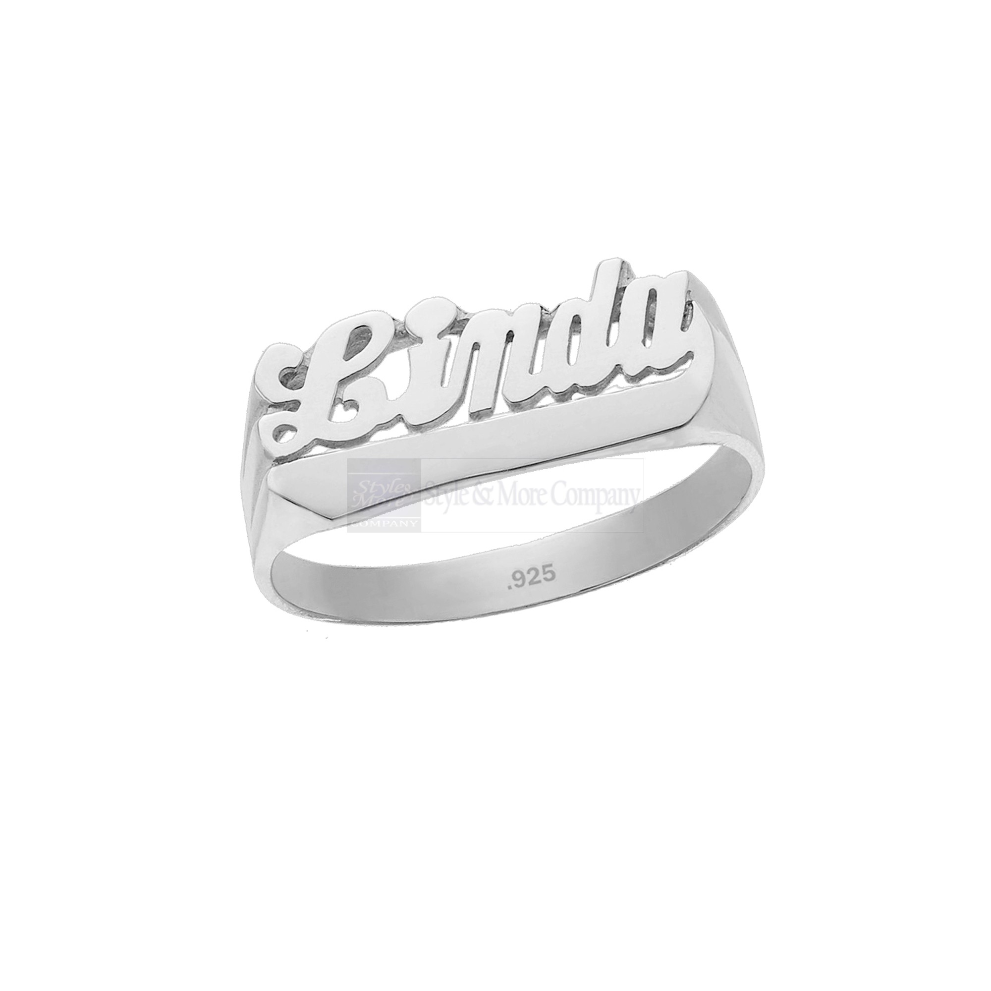 925 Sterling Silver Personalized Name Ring with Name of Your Choice Size 5 thru 10 Made in USA