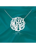 1 inch Sterling Silver Handcrafted Cutout Personalized Monogram Necklace