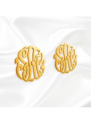 3/4 inch 24K Gold Plated Sterling Silver Cutout Personalized Initial Earrings