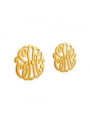 1/2 inch 24K Gold Plated Sterling Silver Cutout Personalized Initial Earrings