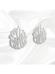 3/4 inch Sterling Silver Cutout Personalized Initial French Wire Earrings