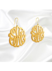 3/4 inch 24K Gold Plated Sterling Silver Cutout Personalized Initial French Wire Earrings