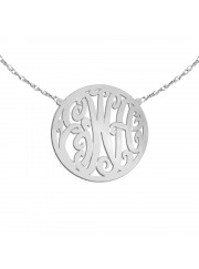 1 inch Sterling Silver Handcrafted Cutout in Circle Border Personalized Initial Necklace