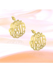 1/2 inch 24K Gold Plated Sterling Silver Cutout Personalized Initial Earrings