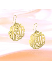 1/2 inch 24K Gold Plated Sterling Silver Cutout Personalized Initial French Wire Earrings
