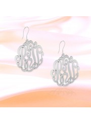 1/2 inch Sterling Silver Cutout Personalized Initial French Wire Earrings