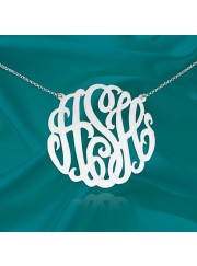 1 1/2 inch Sterling Silver Handcrafted Cutout Personalized Initial Necklace