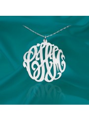 1 1/2 inch Sterling Silver Handcrafted Cutout Personalized Initial Necklace