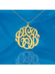 1 inch 24K Gold Plated Sterling Silver Handcrafted Cutout Personalized Initial Necklace