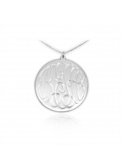 1 1/4 inch Sterling Silver Hand Engraved Personalized Initial Necklace