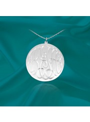 1 1/4 inch Sterling Silver Hand Engraved Personalized Initial Necklace