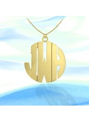 1 1/4 inch 24K Gold Plated Sterling Silver Handcrafted Cutout Personalized Initial Necklace