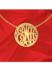 1 inch 24K Gold Plated Sterling Silver Handcrafted Cutout in Circle Border Personalized Initial Necklace