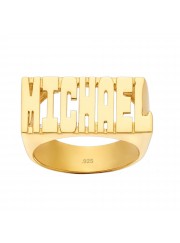 24K Gold Plated Sterling Silver Personalized Name Ring with Name of Your Choice Size 5 thru 12 Made in USA