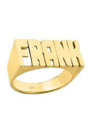 24K Gold Plated Sterling Silver Personalized Name Ring with Name of Your Choice Size 5 thru 12 Made in USA