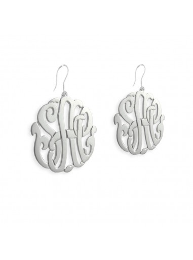3/4 inch Sterling Silver Cutout Personalized Initial French Wire Earrings
