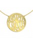 1 1/2 inch 24K Gold Plated Sterling Silver Handcrafted Cutout in Circle Border Personalized Initial Necklace